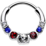 16G 9mm Red Clear Blue Gem All American Simple Septum Clicker