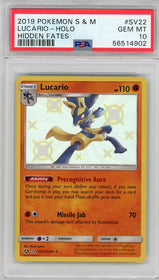 2019 Pokemon Sun & Moon Hidden Fates Hidden Fates Lucario-Holo 10 PSA #SV22