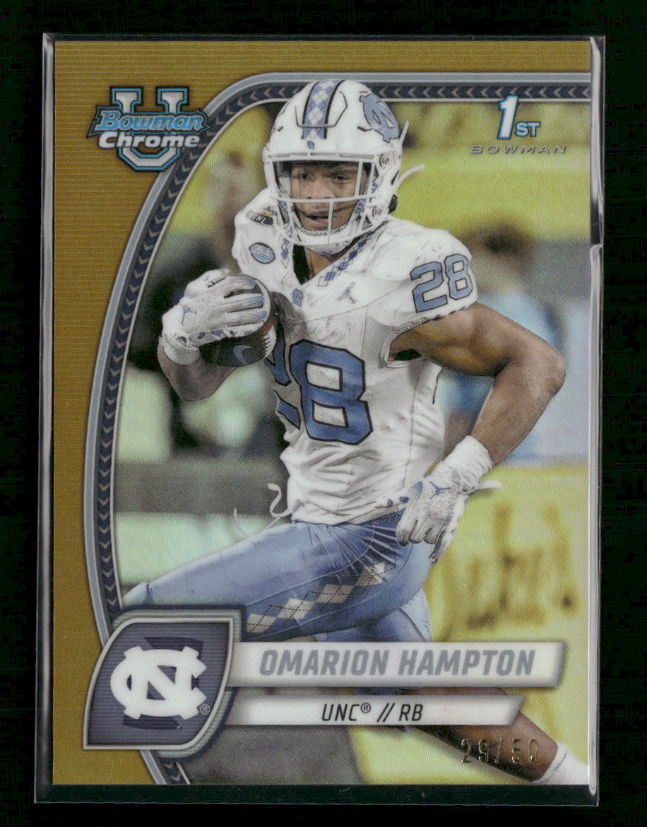 2024 Bowman University Chrome Gold Refractor Omarion Hampton #/50 #198