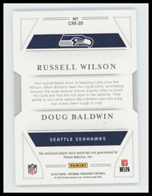 2018 Panini National Treasures Materials Doug Baldwin/Russell Wilson #/99 #CM-20