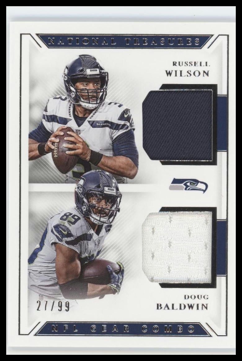 2018 Panini National Treasures Materials Doug Baldwin/Russell Wilson #/99 #CM-20