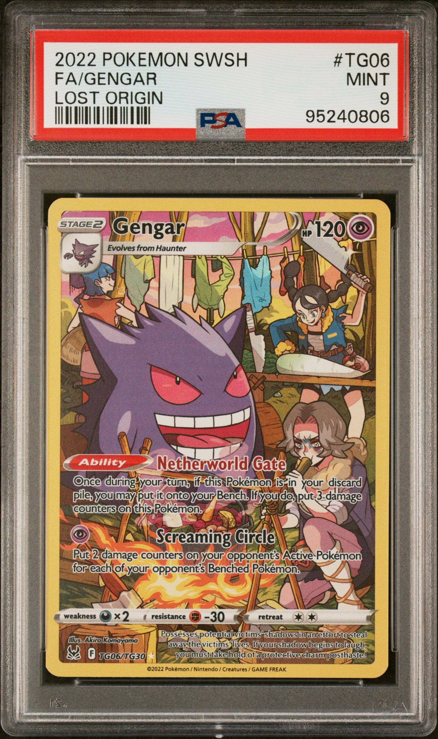 2022 Pokemon Sword & Shield Lost Origin Lost Origin Fa/Gengar 9 PSA #TG06