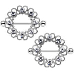 14G 1 1/16 Clear Gem Always Angelic Halo Heart Nipple Shield Set