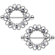 14G 1 1/16 Clear Gem Always Angelic Halo Heart Nipple Shield Set