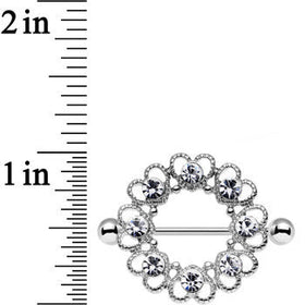 14G 1 1/16 Clear Gem Always Angelic Halo Heart Nipple Shield Set