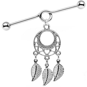 14G Natural Love Dreamcatcher Dangle Industrial Barbell 39mm