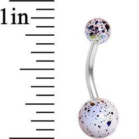 White Acrylic Big Bottom Ball Color Splash Basic Belly Ring