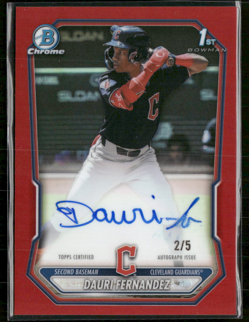 2026 Bowman Chrome Autographs Red Refractors Dauri Fernandez #/5 Auto #CPA-DF