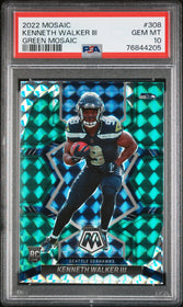 2022 Panini Mosaic Green Mosaic Kenneth Walker Iii 10 PSA #308