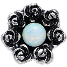 16G 1/4 White Synthetic Opal Rose Flower Tragus Cartilage Earring
