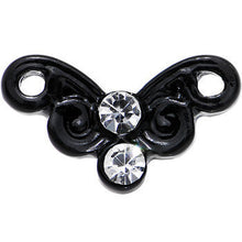 16G 1/4 Clear Gem Black Steel Swirly Butterfly Cartilage Earring