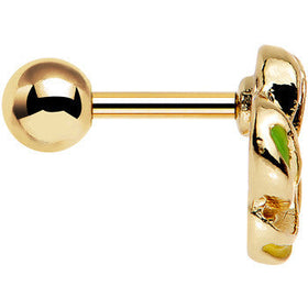 16G 1/4 Gold Anodized Festive Wreath Tragus Cartilage Earring