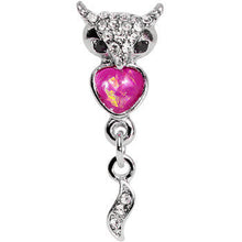 16G 1/4 Pink Faux Opal Heart of an Owl Dangle Cartilage Earring