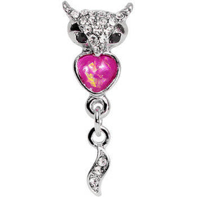 16G 1/4 Pink Faux Opal Heart of an Owl Dangle Cartilage Earring