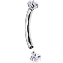 16G 5/16 Clear 2mm CZ Steel Internally Threaded Eyebrow Ring