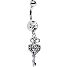 Clear Gem Have a Heart Hold the Key Dangle Belly Ring