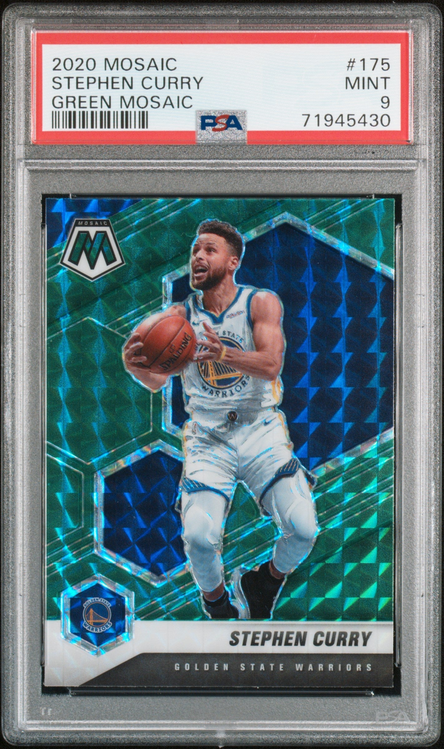 2020 Panini Mosaic Green Mosaic Stephen Curry 9 PSA #175