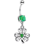 Green Faux Opal Shake Your Shamrock Dangle Belly Ring
