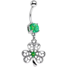 Green Faux Opal Shake Your Shamrock Dangle Belly Ring