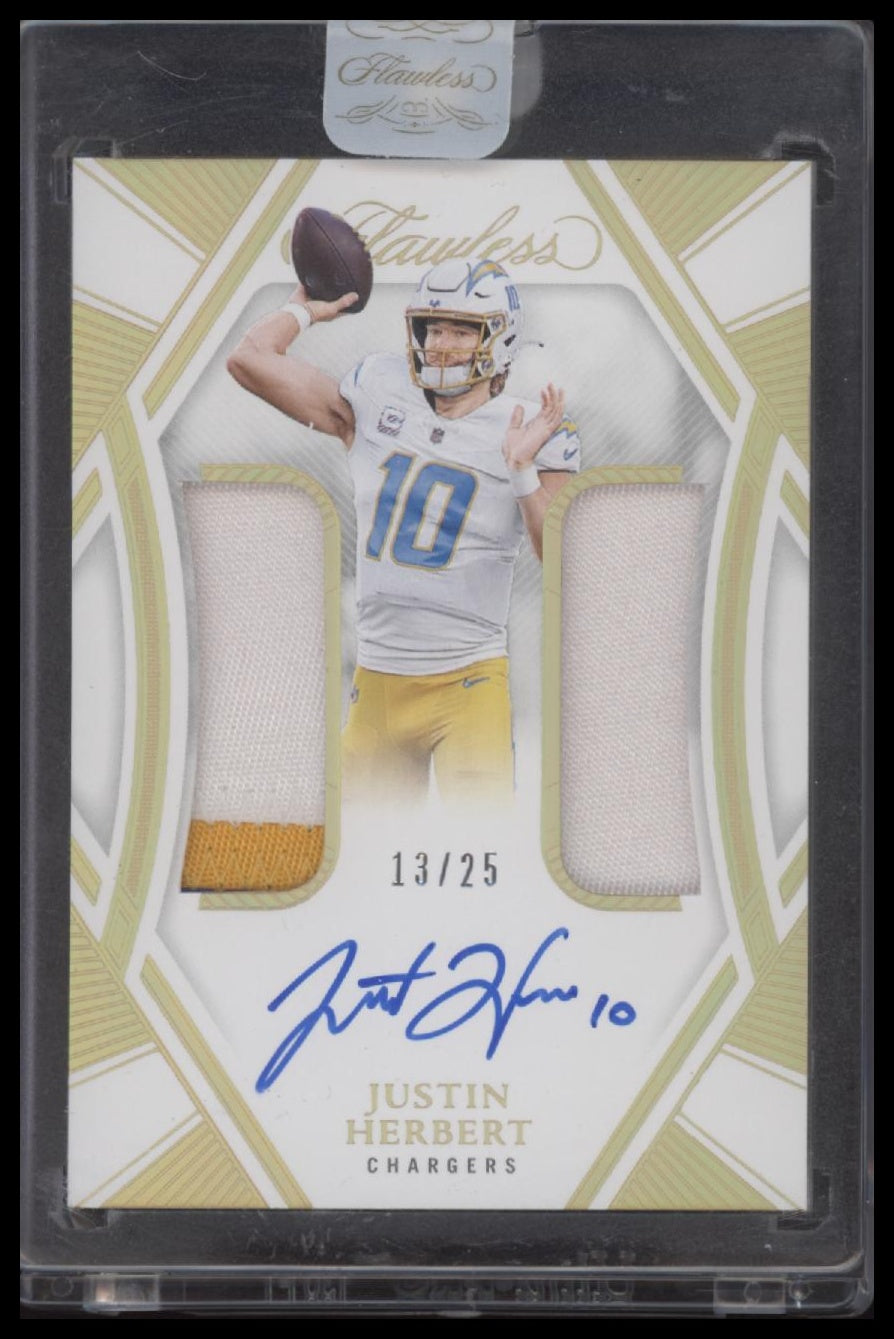 2024 Panini Flawless Dual Patch Autographs Justin Herbert #/25 Auto #DPA-JHT