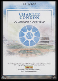 2025 Panini Boys of Summer Jumbo Material Signatures Charlie Condon #/99