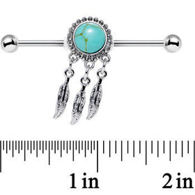 14G Faux Turquoise Southwest Dreamcatcher Industrial Barbell 38mm