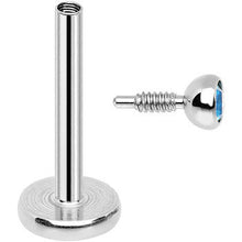 18G 5/16 Aqua 2mm CZ Internally Threaded Labret Monroe Tragus