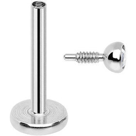 18G 5/16 Clear 2mm CZ Internally Threaded Labret Monroe Tragus