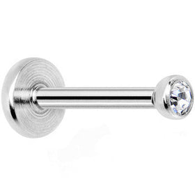 18G 5/16 Clear 2mm CZ Internally Threaded Labret Monroe Tragus