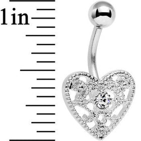 Clear Gem Heavy Heart Belly Ring