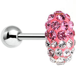 16G 1/4 Pink and Clear Gem Paved Pink Tragus Cartilage Earring
