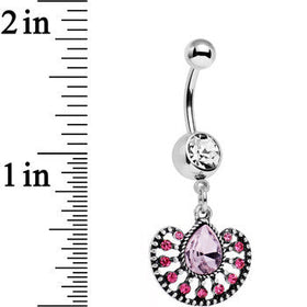 Pink Gem Fantastic Fancy Fan Dangle Belly Ring