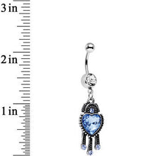 Clear Blue Gem Baby Blue Heart Dangle Belly Ring