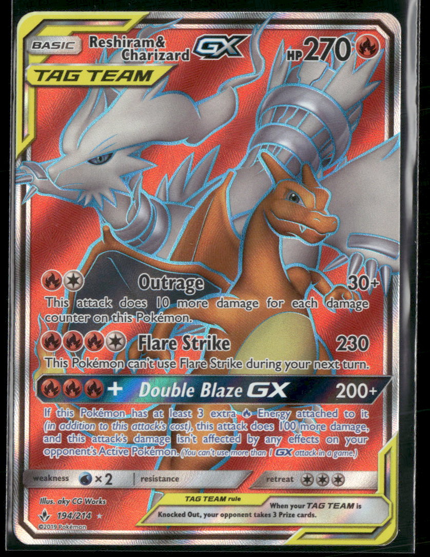 SM - Unbroken Bonds Reshiram & Charizard GX (Full Art) #194/214
