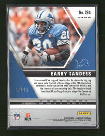 2020 Panini Mosaic Prizm Orange Fluorescent Barry Sanders #/25 #294