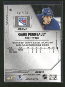 2025-26 SkyBox Metal Universe Precious Metal Gems Red Gabe Perreault #/100 #127