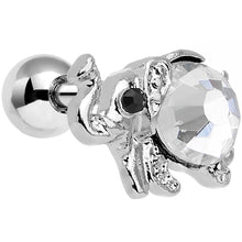 16G 1/4 Clear Gem Steel Glam Elephant Tragus Cartilage Earring