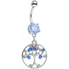 Light Blue Faux Opal Terra Firma Tree of Life Dangle Belly Ring