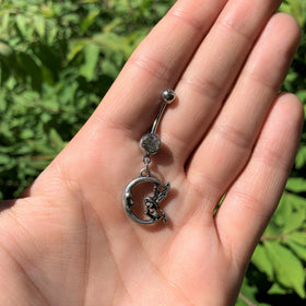 Clear Gem Fairly Fairy Moon Dangle Belly Ring