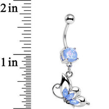 Light Blue Faux Opal Be With Me Butterfly Dangle Belly Ring