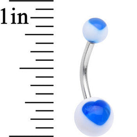 White UV Acrylic Ball Bright Blue Hearts Belly Ring