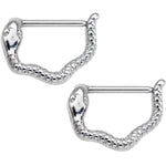 14G 9/16 Stainless Steel Slithering Snake Nipple Clicker Set