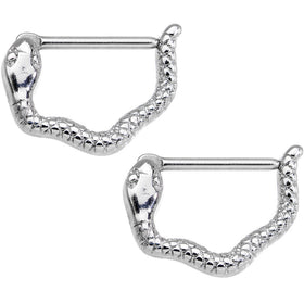 14G 9/16 Stainless Steel Slithering Snake Nipple Clicker Set