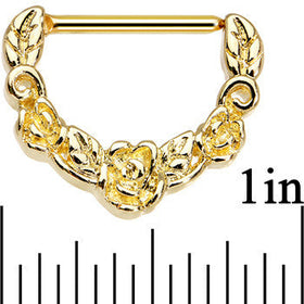 14G 9/16 Gold Anodized Floral Wreath Nipple Clicker Set