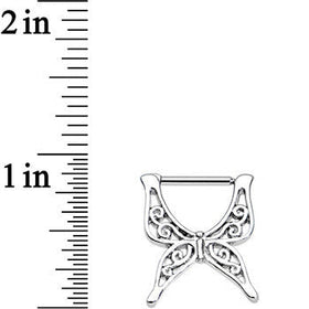 14G 1/2 Stainless Steel Swirly Wing Butterfly Nipple Clicker Set
