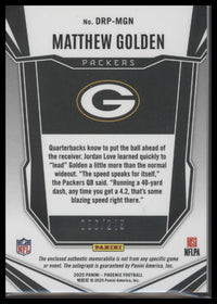 2025 Panini Phoenix RPS Dual Rookie Patch Autographs Matthew Golden #/249