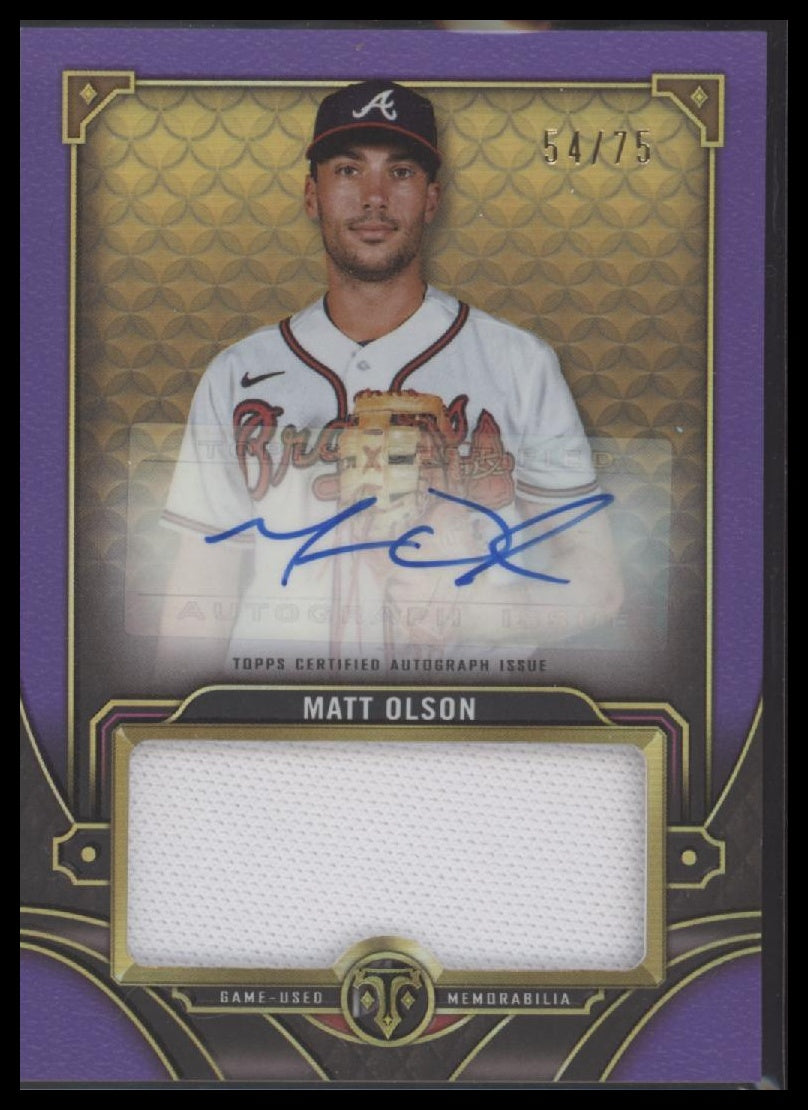 2022 Topps Triple Threads Autograph Single Jumbo Relics Amethyst Matt Olson #/75