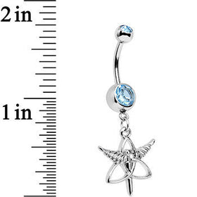 Aqua Gem Heroic Heralds Staff and Trinity Dangle Belly Ring