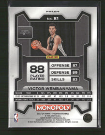 2023-24 Panini Prizm Monopoly Purple Wave Victor Wembanyama #81
