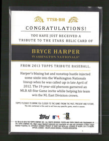 2013 Topps Tribute Tribute to the Stars Relics Orange Bryce Harper #/50 #TTSR-BH